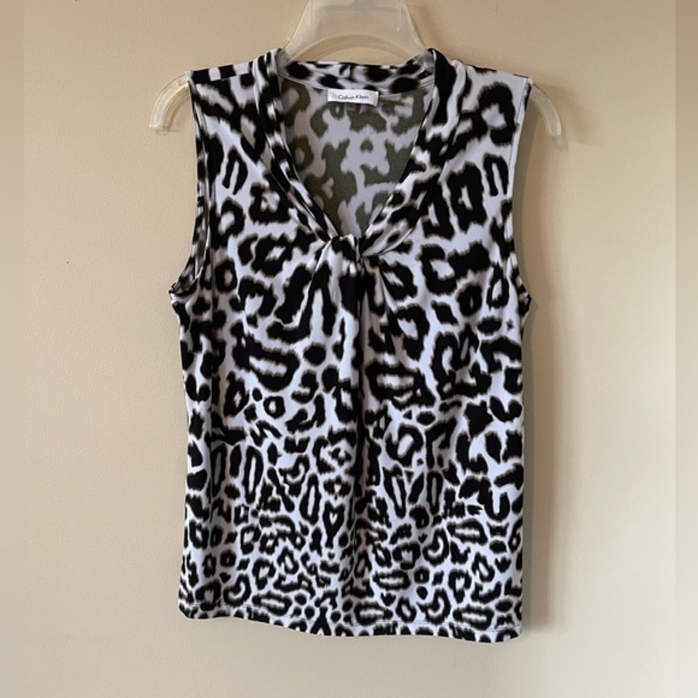 Calvin Klein Sleeveless Animal Print Blouse Size Medium